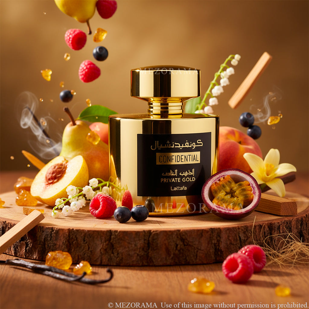 Exotic Fruity Perfume, Confidential Private Gold, Unisex, Eau de Parfum, 100 ml